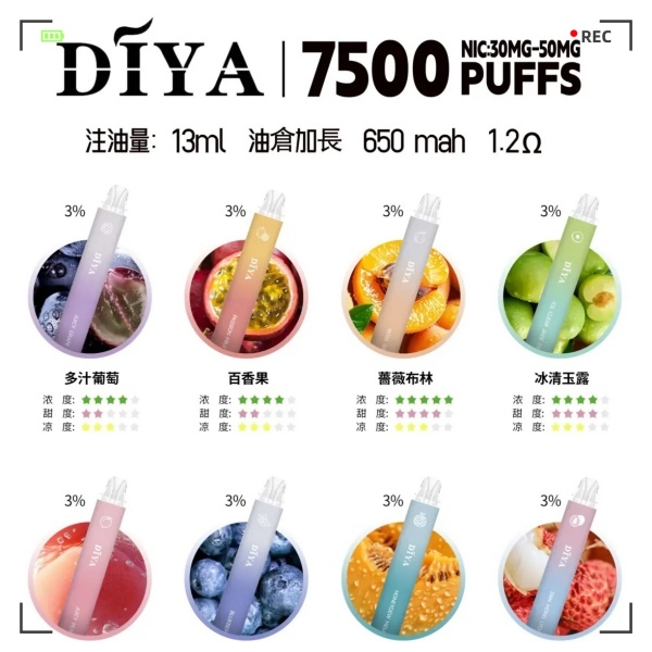 DIYA拋棄式  7500口  DIYA 一次性電子煙